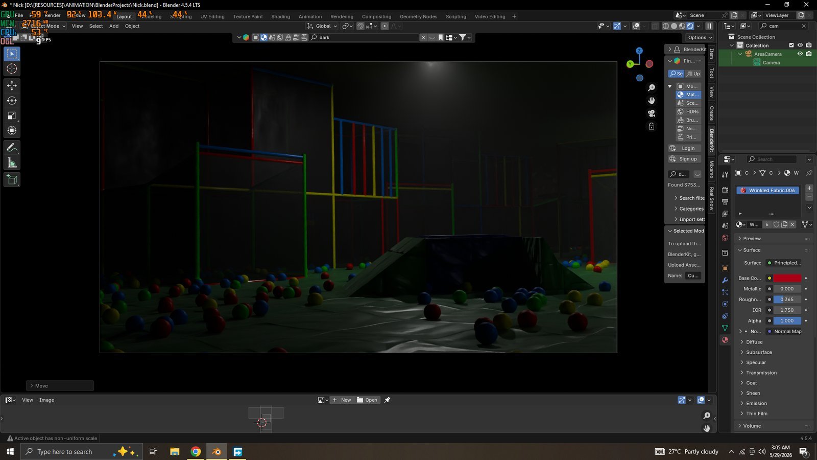 Neon rods scene in Blender