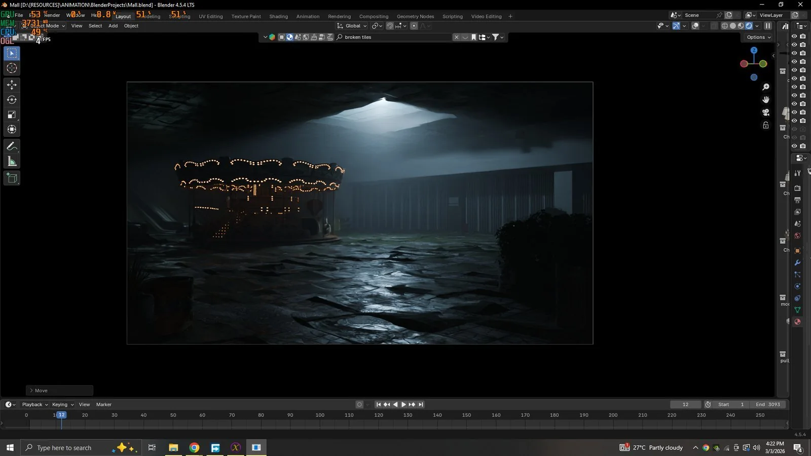 A carousel glowing at night in an uncanny empty world